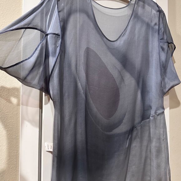 Sheer Chiffon Hand Painted Tunic/Blouse - a Work of ART by BNQ - SZ 38-40 - Picture 10 of 12